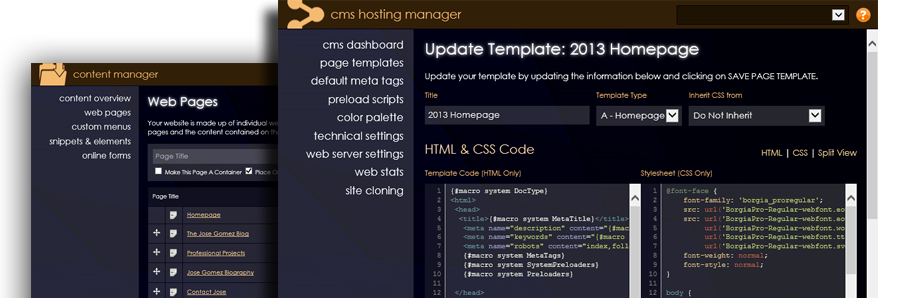 Screenshots of the 3nity Website & Content Management Platform